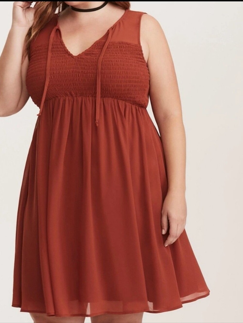 Torrid Rust Smocked V-Neck Sleeveless Mini Dress 2X